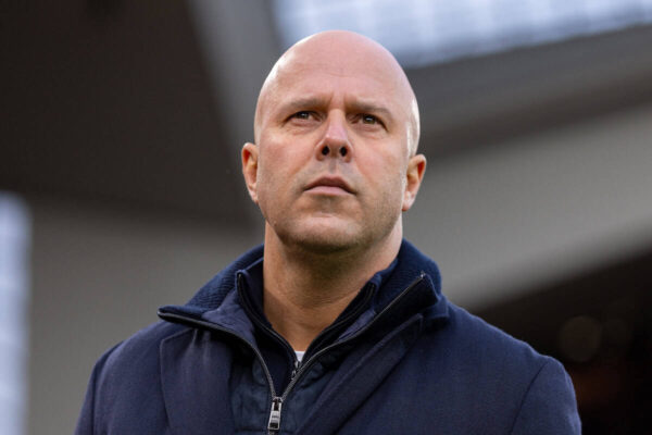 LIVERPOOL, ENGLAND - Saturday, December 13, 2025: Liverpool's head coach Arne Slot before the FA Premier League match between Liverpool FC and Brighton & Hove Albion FC at Anfield. (Photo by David Rawcliffe/Propaganda)