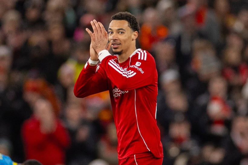 LIVERPOOL, ENGLAND - Saturday, December 27, 2025: Liverpool's Hugo Ekitike applauds the supporters as he is substituted off during the FA Premier League match between Liverpool FC and Wolverhampton Wanderers FC at Anfield. (Photo by David Rawcliffe/Propaganda)