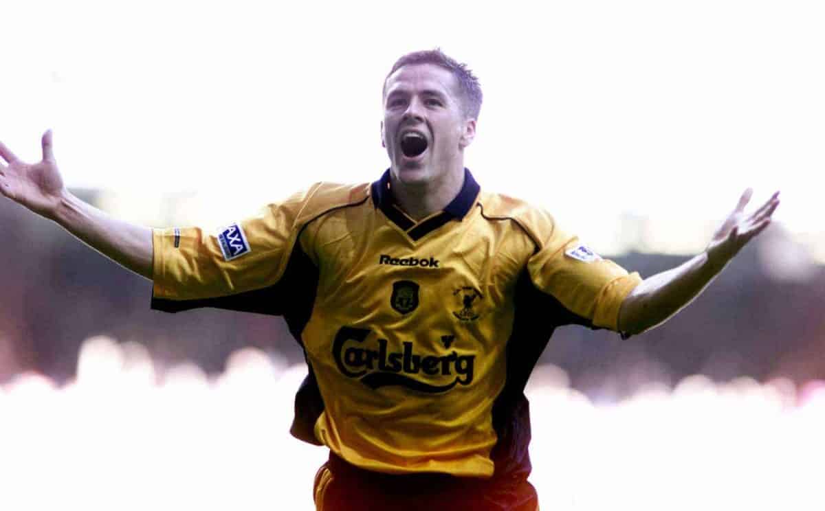 Liverpool's Michael Owen (left) celebrates his second goal during today's FA Cup Final against Arsenal at the Millennium Stadium, Cardiff. Picture by: Tom Hevezi / PA Archive/Press Association Images