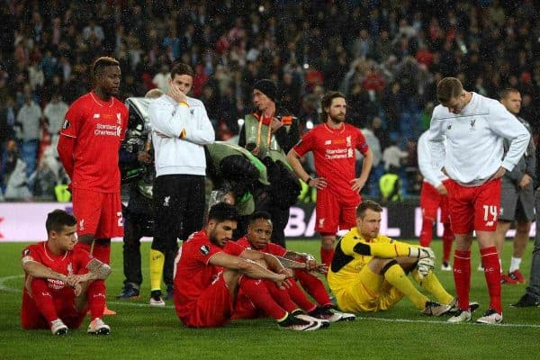 Liverpool players look dejected after the UEFA Europa League Final at St. Jakob-Park, Basel, Switzerland vs Sevilla. (May 2016) (Picture by David Davies PA Archive/PA Images)