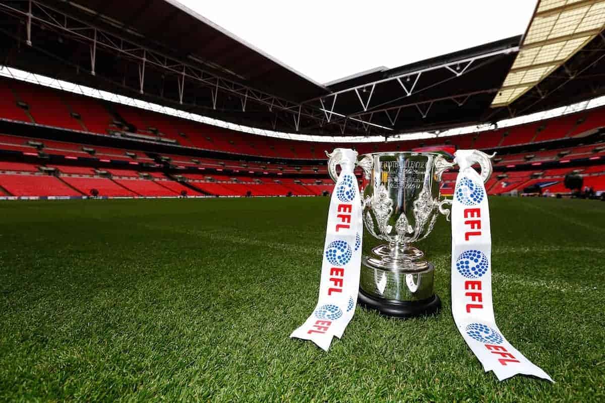 A view of the EFL Cup, pictured at Wembley Stadium