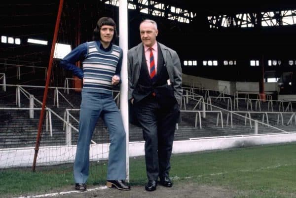 Liverpool manager Bill Shankly (left) with Kevin Keegan (right) at Anfield