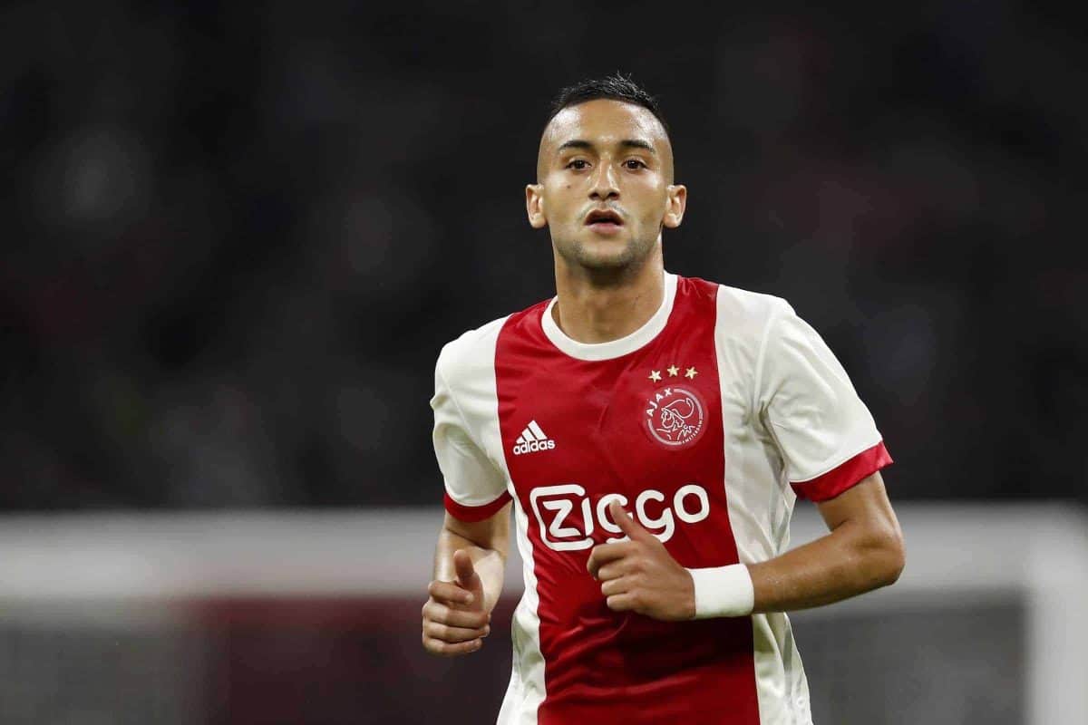 Hakim Ziyech of Ajax during the UEFA Champions League third round qualifying first leg match between Ajax Amsterdam and OGC Nice at the Amsterdam Arena on August 02, 2017 (VI Images/PA Images)