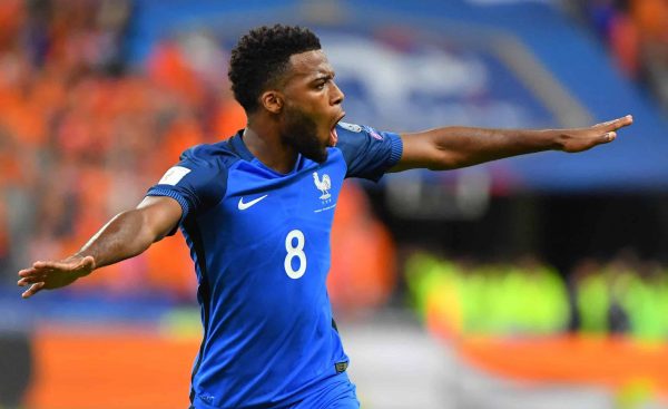 France's Goal and Joy Thomas lemar during the France vs Netherlands 2018 FIFA World Cup Russia Qualifying Match at State de France stadium in Saint-Denis, near Paris, France on August 31, 2017. France won 4-0. Photo by Christian Liewig/ABACAPRESS.COM