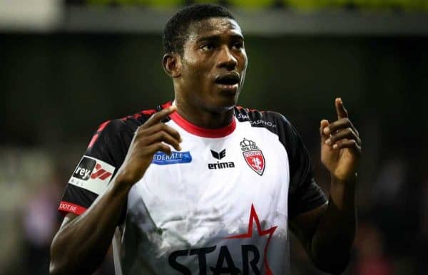 Mouscron's Taiwo Awoniyi pictured during a Croky Cup 1/16 final game between Excel Mouscron and AFC Tubize (1B), in Mouscron, Wednesday 20 September 2017. BELGA PHOTO VIRGINIE LEFOUR