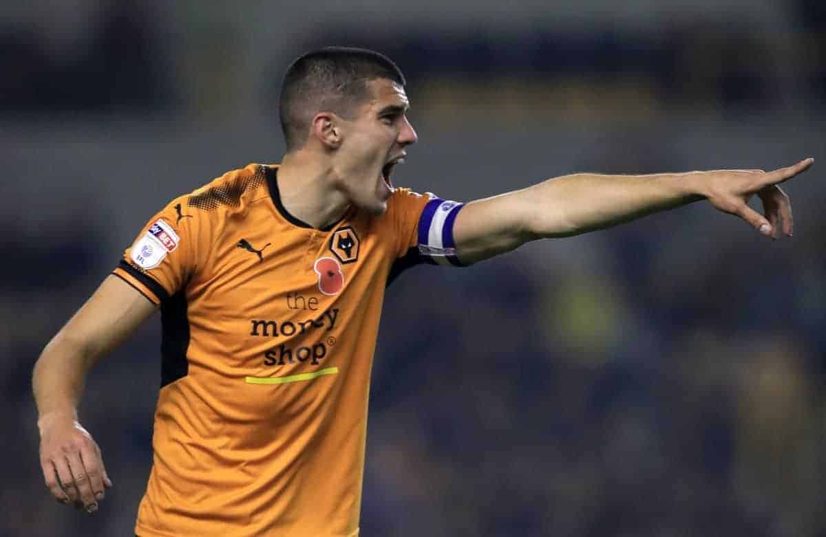 Wolverhampton Wanderers' Conor Coady during the Sky Bet Championship match at Molineux, Wolverhampton. PRESS ASSOCIATION Photo. Picture date: Friday November 3, 2017. See PA story SOCCER Wolves. Photo credit should read: Mike Egerton/PA Wire. RESTRICTIONS: EDITORIAL USE ONLY No use with unauthorised audio, video, data, fixture lists, club/league logos or "live" services. Online in-match use limited to 75 images, no video emulation. No use in betting, games or single club/league/player publications