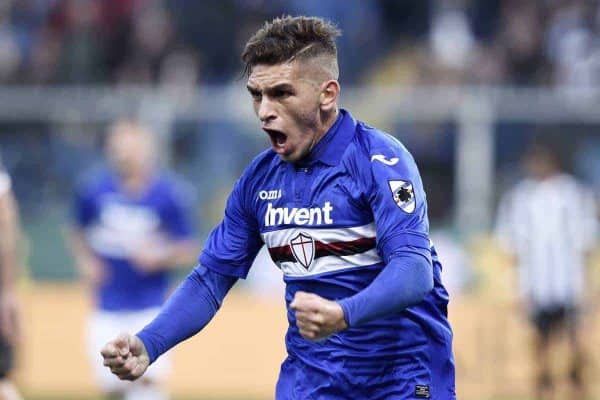 Fußball, Sampdoria Genua - Juventus Turin Db Genova 19/11/2017 - campionato di calcio serie A / Sampdoria-Juventus / foto Daniele Buffa/Image nella foto: esultanza gol Lucas Torreira.