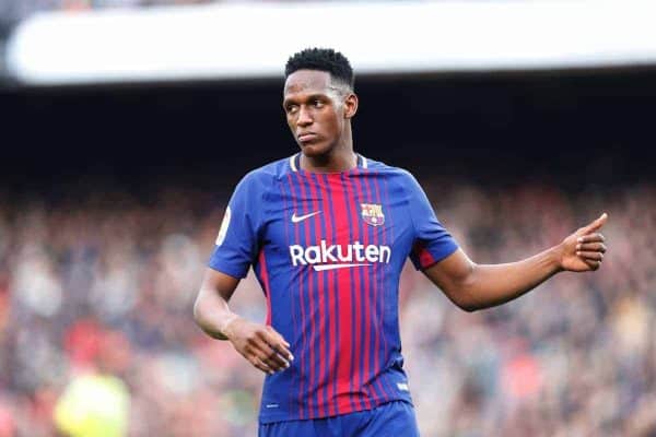 Yerry Mina (Barcelona), FEBURUARY 11, 2018 - Football / Soccer : Spanish "La Liga Santander" match FC Barcelona 0-0 Getafe CF at the Camp Nou in Barcelona, Spain. (Photo by Mutsu Kawamori/AFLO) [3604]