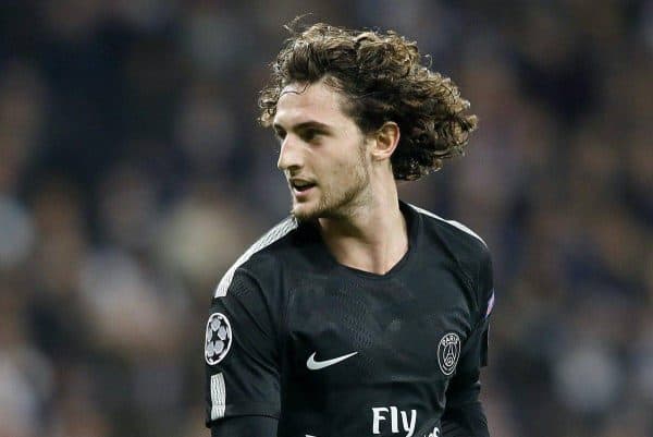 Paris Saint-Germain's Adrien Rabiot celebrates goal during Champions League Round of 16 1st leg match. February 14,2018. (Photo by Acero/Alter Photos/Sipa USA)