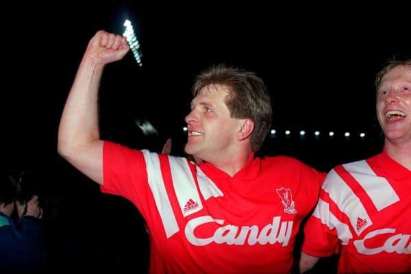 l-r; JAN MOLBY and MARK WRIGHT [both LIVERPOOL] celebrate their victory. LIVERPOOL v PORTSMOUTH. Paul Marriott/EMPICS Sport