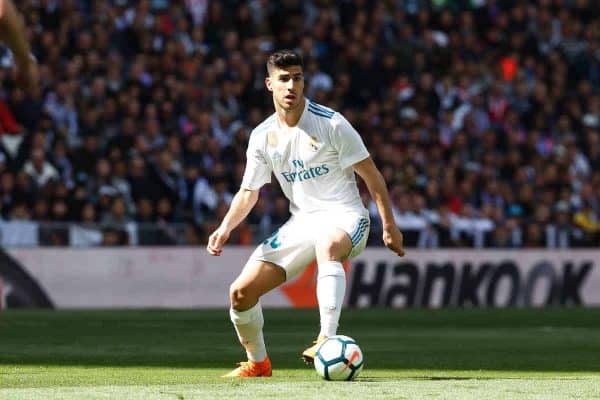 Marco Asensio (Real), APRIL 8, 2018 - Football / Soccer : Spanish "La Liga Santander" match between Real Madrid CF 1-1 Club Atletico de Madrid at the Santiago Bernabeu Stadium in Madrid, Spain. (Photo by Mutsu Kawamori/AFLO) [3604]