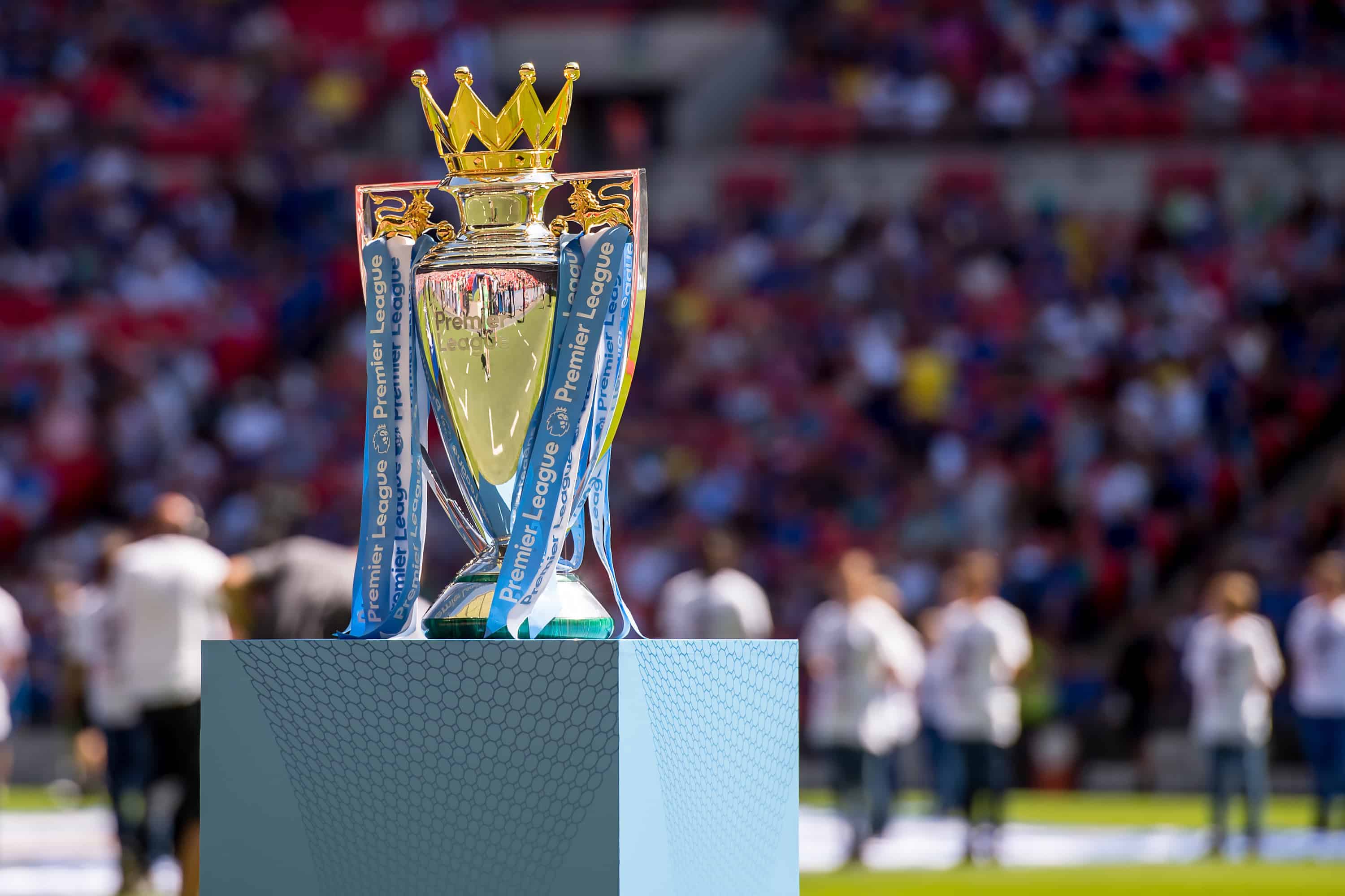 August 5, 2018 - The Premier League Trophy is on display during the 2018 FA Community Shield match between Chelsea and Manchester City at Wembley Stadium, London, England on 5 August 2018. (Credit Image: © AFP7 via ZUMA Wire)