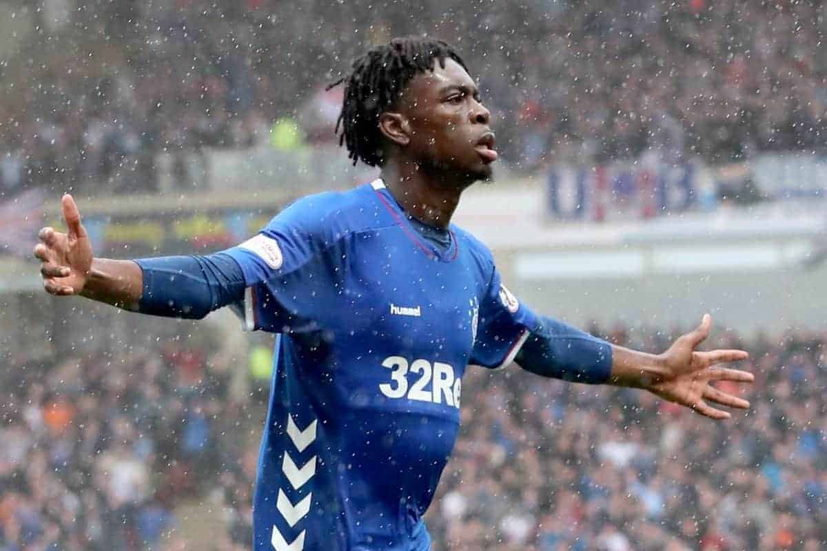 Rangers' Ovie Ejaria celebrates scoring his sides third goal during the Ladbrokes Scottish Premiership match at Fir Park, Motherwell (Jane Barlow/PA Wire/PA Images)