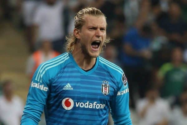 Goalkeeper Loris Karius of Besiktas during the Turkish Superlig Match between Bursaspor and Besiktas at Buyuksehir Belediye Stadium in Bursa , Turkey on September 02 , 2018 (Seskimphoto/Imago/PA Images)