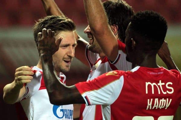 15.09.2018 Belgrade(Serbia) FK Crvena Zvezda(FC Red Star)-FK Radnik Surdulica Superliga men s football Marko Marin (L) FK Crvena Zvezda(FC Red Star) celebrate second scored goal on match : PUBLICATIONxNOTxINxSER.