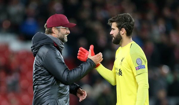 Liverpool manager Jurgen Klopp (left) and goalkeeper Alisson (Richard Sellers/EMPICS Sport)