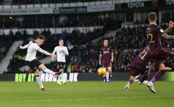 Derby County's Harry Wilson scores his side's first goal of the game ( Barrington Coombs/EMPICS Sport)