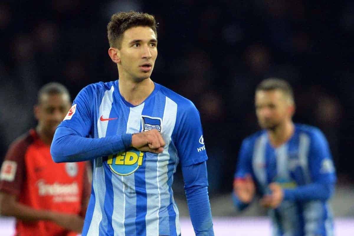 Marko GRUJIC (B), jubilation, cheer, joy, victory, happy, success, football 1st Bundesliga, 14th matchday, Hertha BSC Berlin (B) - Eintracht Frankfurt (F) 1: 0, on 08.12.2018 in Berlin / Germany. ¨ | usage worldwide