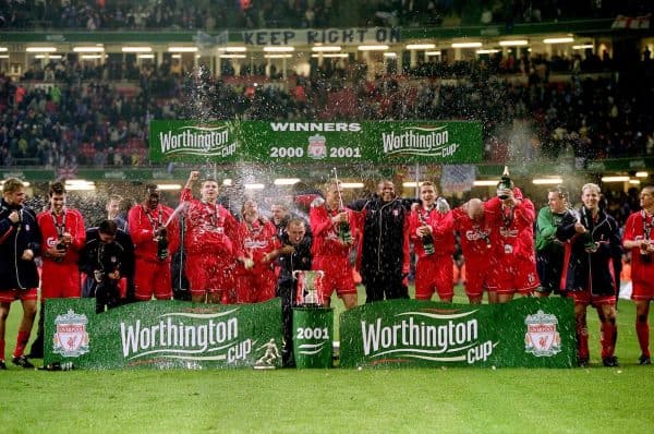 Liverpool, League Cup/ Worthington Cup Final winners, 2001 (Adam Davy/EMPICS Sport)