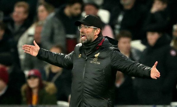 Liverpool manager Jurgen Klopp gestures on the touchline, vs West Ham ( John Walton/EMPICS Sport)