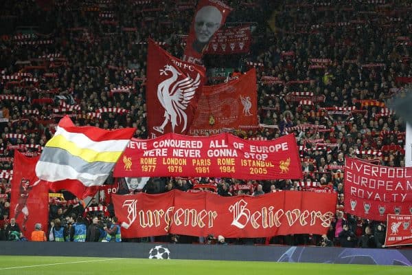 The Liverpool Spion Kop during the UEFA Champions League Round of 16 First Leg match at Anfield Stadium, Liverpool. (Photo: Darren Staples/Sportimage via PA Images)