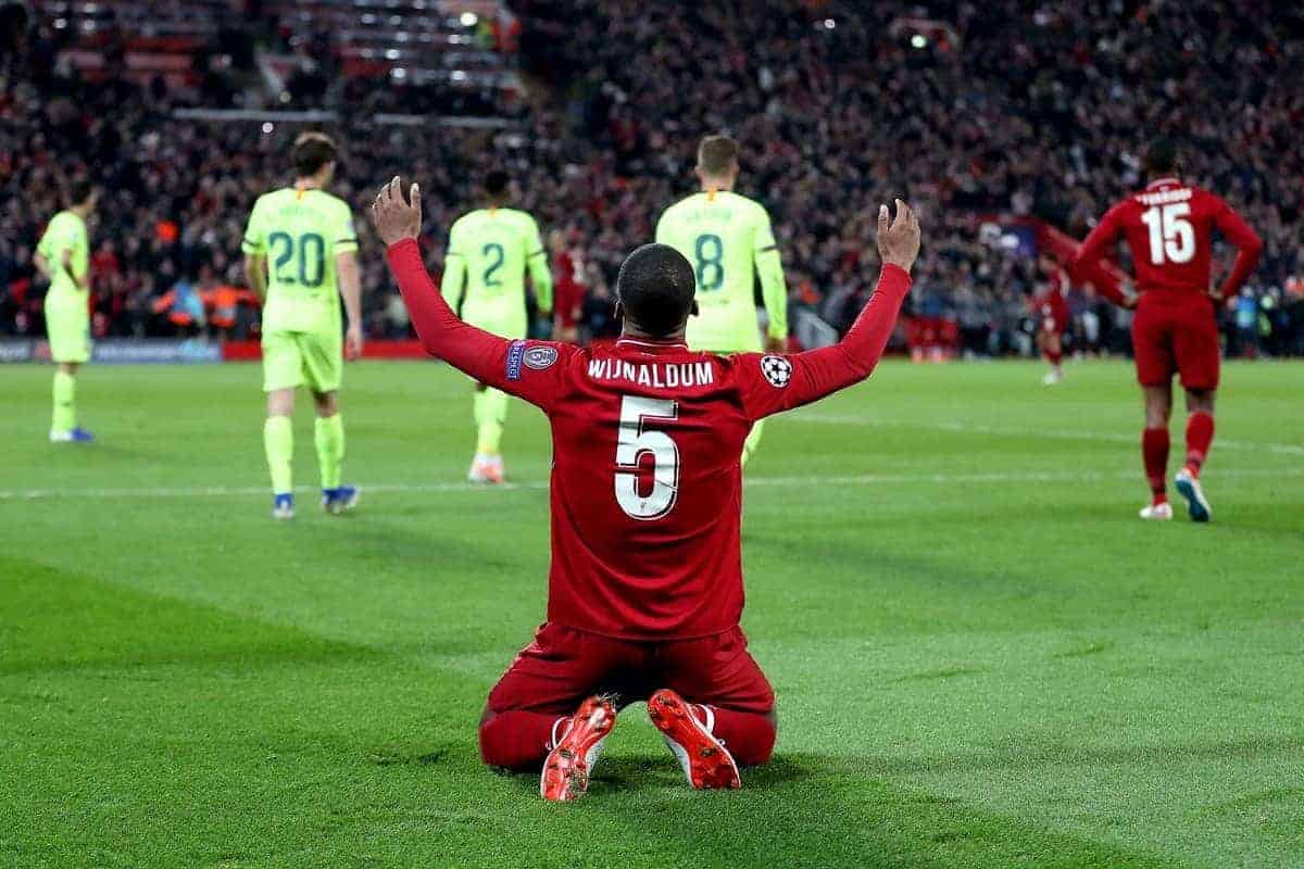 Liverpool's Georginio Wijnaldum celebrates after the final whistle