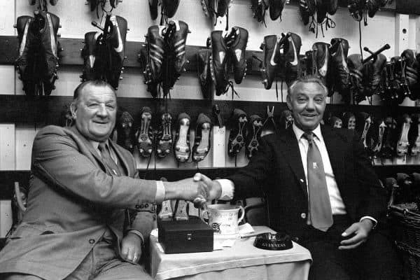 Liverpool manager Bob Paisley hands over the reins to his successor Joe Fagan (Picture by: PA Photos / PA Archive/Press Association Images)