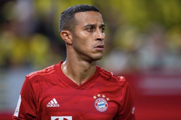 03 August 2019, North Rhine-Westphalia, Dortmund: Soccer: DFL Supercup, Borussia Dortmund - Bayern Munich in Signal Iduna Park. Bavaria's Thiago Alcantara. Photo: Guido Kirchner/dpa