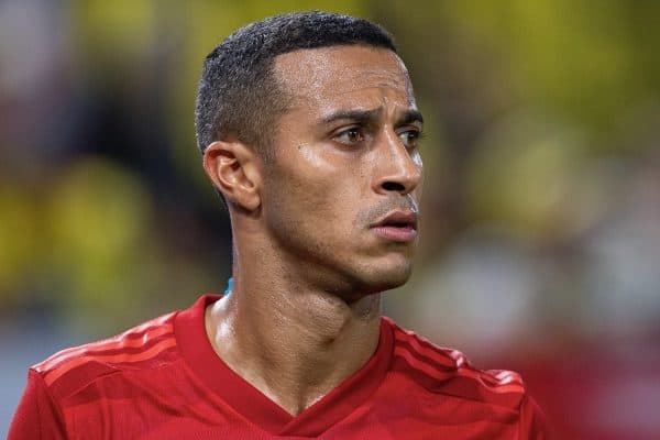 03 August 2019, North Rhine-Westphalia, Dortmund: Soccer: DFL Supercup, Borussia Dortmund - Bayern Munich in Signal Iduna Park. Bavaria's Thiago Alcantara. Photo: Guido Kirchner/dpa