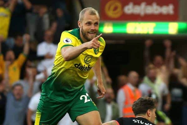 Norwich City's Teemu Pukki celebrates scoring his side's third goal of the game vs Man City (Steven Paston/EMPICS Sport)