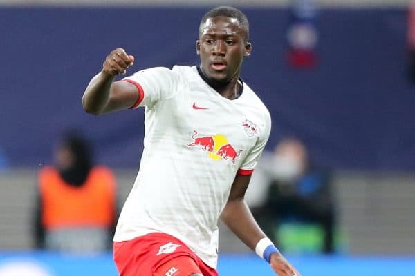 02 October 2019, Saxony, Leipzig: Soccer: Champions League, Group phase, Group G, 2nd matchday RB Leipzig - Olympique Lyon in the Red Bull Arena. Leipzig's player Ibrahima Konate on the ball. Photo: Jan Woitas/dpa-Zentralbild/dpa