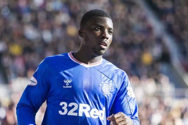 Sheyi Ojo of Rangers during the Scottish Premier League match between Hearts and Rangers at Tynecastle Park on 20 October, 2019 in Edinburgh, Scotland. (Photo by Ewan Bootman/NurPhoto)