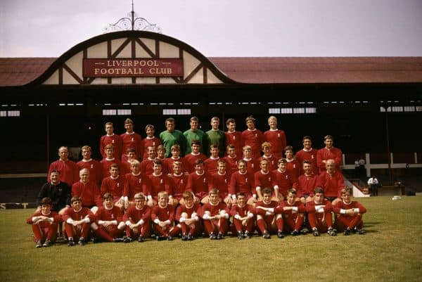 Liverpool squad 1969-70: (back row, l-r) Geoff Strong, Gerry Byrne, Chris Lawler, Tommy Lawrence, Ray Clemence, Larry Lloyd, Ian Ross, Alec Lindsay; (front row, l-r) Ian Callaghan, Alun Evans, Roger Hunt, Tommy Smith, Ron Yeats, Emlyn Hughes, Ian St John, Peter Thompson, Bobby Graham (Picture by PA Photos PA Archive/PA Images)