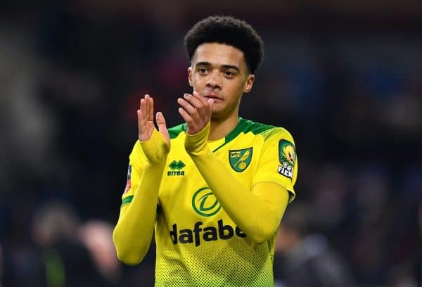 Norwich City's Jamal Lewis applauds the fans after the final whistle during the FA Cup fourth round match at Turf Moor, Burnley.