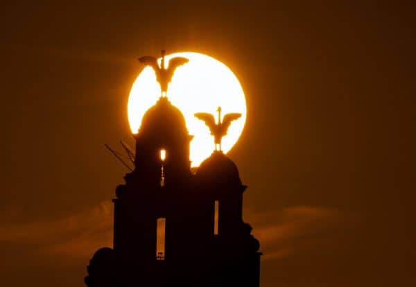 Sun rise, Liver building, Merseyside, general waterfront (PA Images)