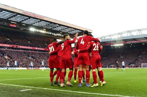 File photo dated 30-11-2019 of Liverpool's Virgil van Dijk celebrates scoring his second sides goal with teammates during the Premier League match at Anfield, Liverpool. PA Photo. Issue date: Thursday June 25, 2020. Liverpool's remarkable, record-breaking season has seen their first top-flight title in 30 years. PA looks at some the reasons behind their success. (Anthony Devlin/PA Wire.)