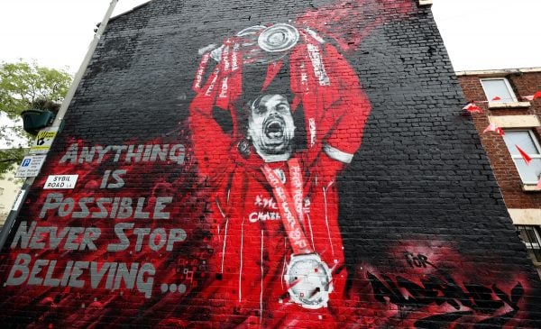 The Jordan Henderson mural created by artist MurWalls on Sybil Road, Liverpool, which has been commissioned by Red Men TV for Alder Hey Hospital.