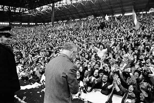 The Kop worships at the feet of Liverpool manager Bill Shankly (Peter Robinson/EMPICS Sport)