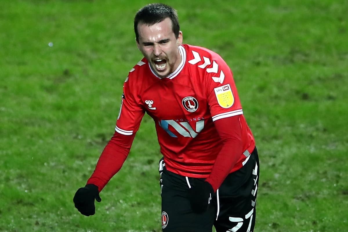 Charlton Athletic's Liam Millar celebrates scoring their side's first goal of the game during the Sky Bet League One match at Stadium MK, Milton Keynes. Picture date: Tuesday January 26, 2021.