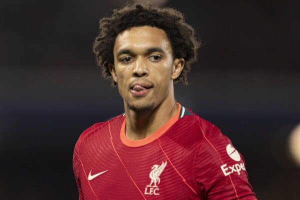 LIVERPOOL, ENGLAND - Wednesday, September 15, 2021: Liverpool's Trent Alexander-Arnold during the UEFA Champions League Group B Matchday 1 game between Liverpool FC and AC Milan at Anfield. (Pic by Paul Currie/Propaganda)