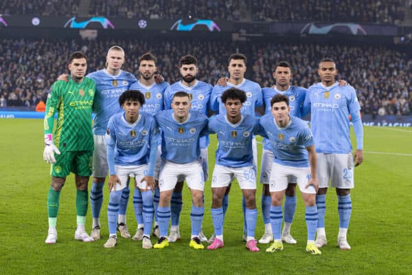 MANCHESTER, ENGLAND - Wednesday, March 6, 2024: Manchester City team group during the UEFA Champions League Round of 16 2nd Leg match between Manchester City FC and FC Copenhagen at the City of Manchester Stadium. (Photo by Paul Currie/Propaganda)