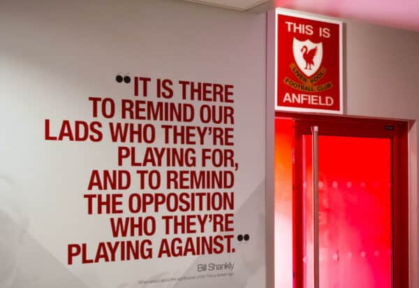 Anfield: Tunnel, This Is Anfield sign (Alamy stock photo)