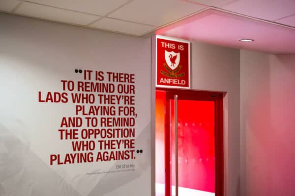 Anfield: Tunnel, This Is Anfield sign (Alamy stock photo)