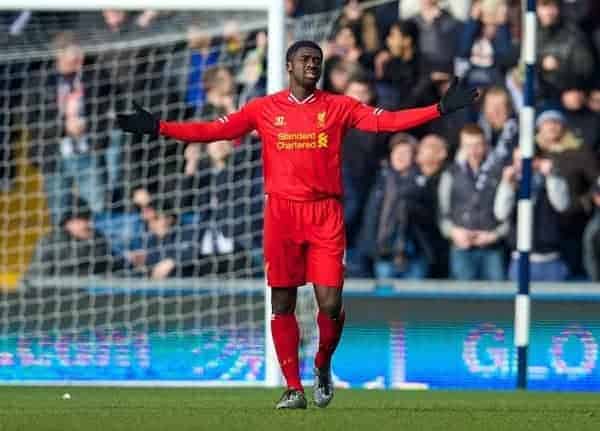 WEST BROMWICH, ENGLAND - Sunday, February 2, 2014: Liverpool's Kolo Toure looks dejected as West Bromwich Albion score the equalising goal during the Premiership match at the Hawthorns. (Pic by David Rawcliffe/Propaganda)