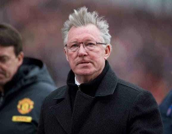 STOKE-ON-TRENT, ENGLAND - Sunday, April 14, 2013: Manchester United's manager Alex Ferguson during the Premiership match against Stoke City at the Britannia Stadium. (Pic by David Rawcliffe/Propaganda)