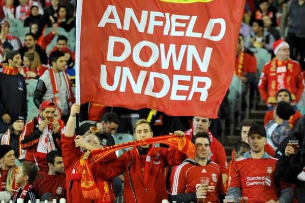 MELBOURNE, AUSTRALIA - Wednesday, July 24, 2013: Liverpool fans' banner 'Anfield Down Under' during a preseason friendly match at the Melbourne Cricket Ground. (Pic by David Rawcliffe/Propaganda)