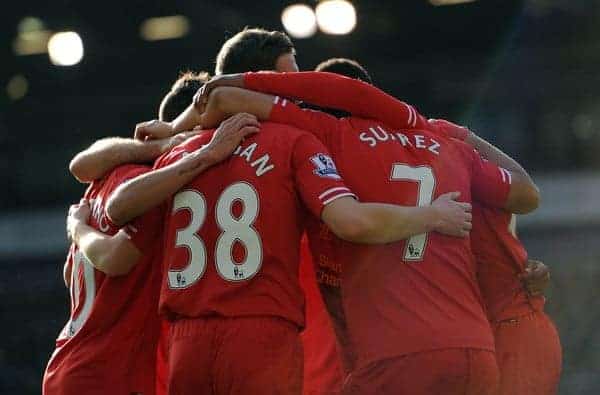 WEST BROMWICH, ENGLAND - Sunday, February 2, 2014: Liverpool's xxxx in action against West Bromwich Albion during the Premiership match at the Hawthorns. (Pic by Chris Brunskill/Propaganda)