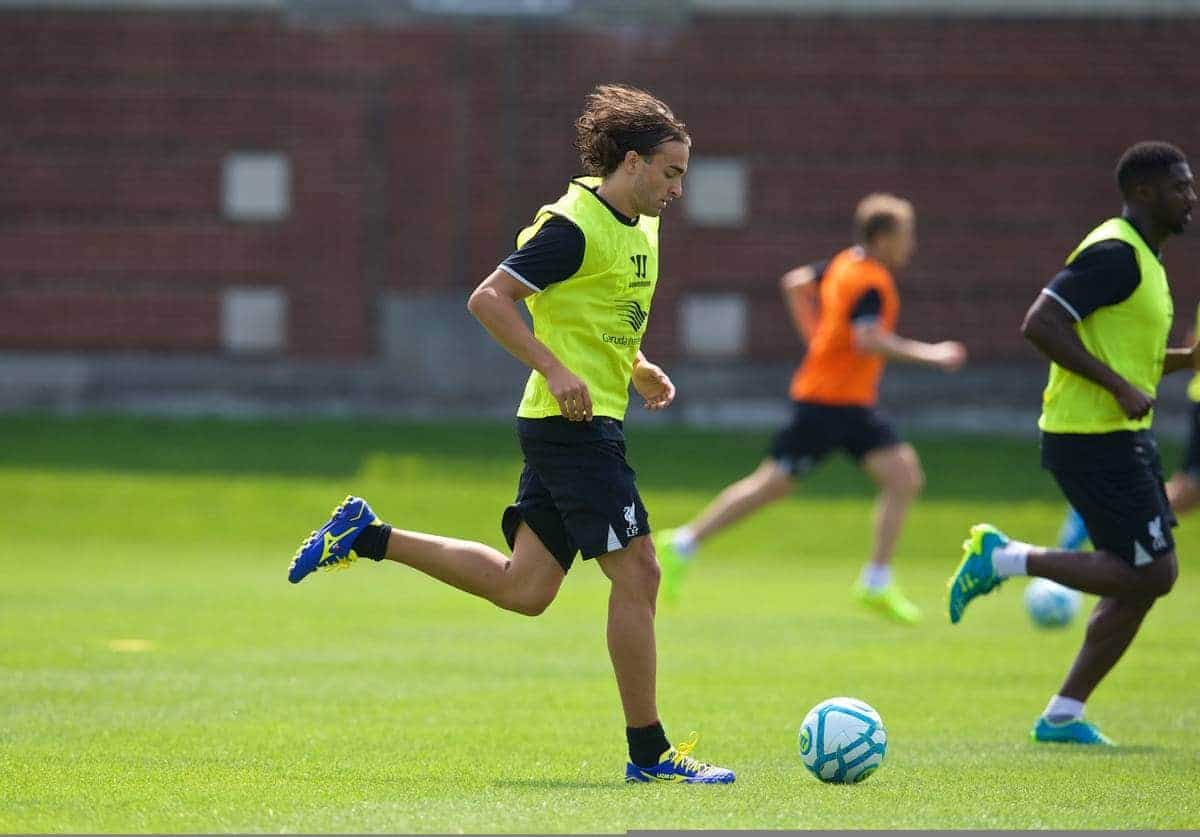 HARVARD, USA - Monday, July 21, 2014: Liverpool's Lazar Markovic during a preseason training session at the Harvard Stadium in Boston on day one of their USA Tour. (Pic by David Rawcliffe/Propaganda)