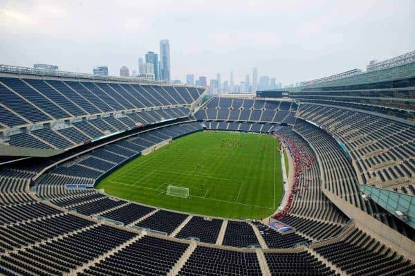 CHICAGO, USA - Saturday, July 26, 2014: Liverpool players during a preseason training session at the Soldier Field Stadium in Chicago on day six of the club's USA Tour. (Pic by David Rawcliffe/Propaganda)