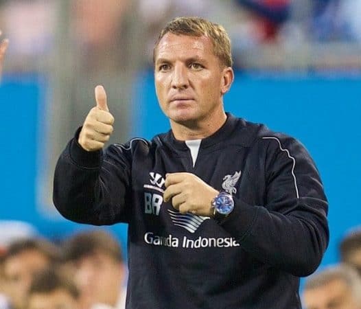 CHARLOTTE, USA - Saturday, August 2, 2014: Liverpool's manager Brendan Rodgers against AC Milan during the International Champions Cup Group B match at the Bank of America Stadium on day thirteen of the club's USA Tour. (Pic by David Rawcliffe/Propaganda)